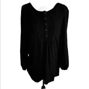 INC Black Top T-Shirt Button  Front Tucj Size M